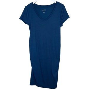 Isabel Maternity Blue Knit Short Sleeve Midi Dress Size L